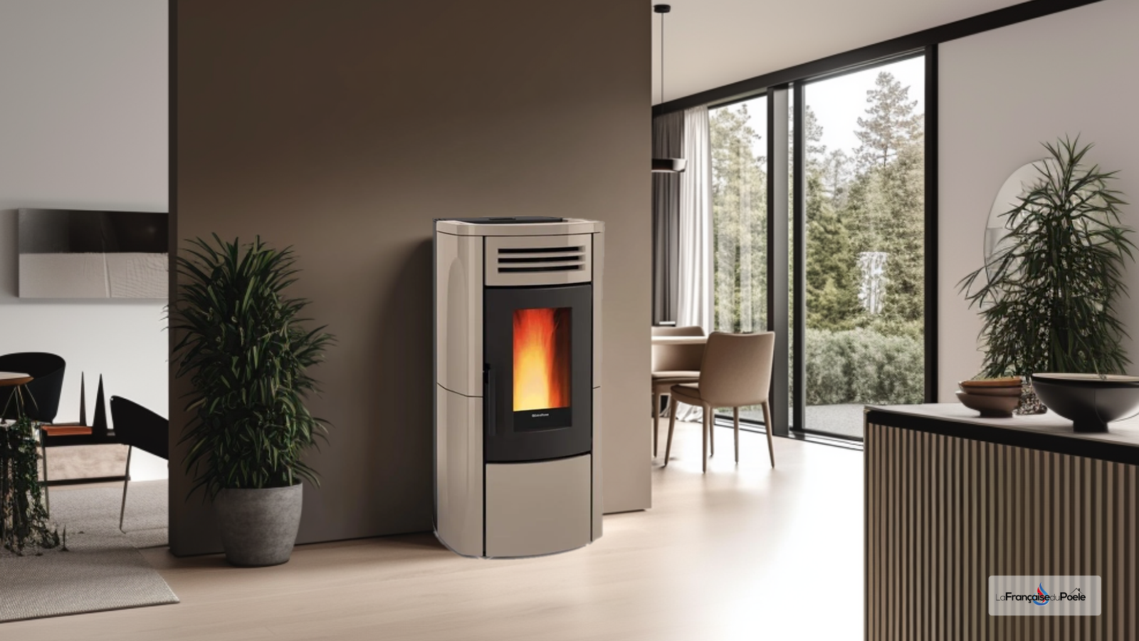 Poêle à Granulés Canalisable 12 kW TERRY Plus + Kit Ventouse-taupe